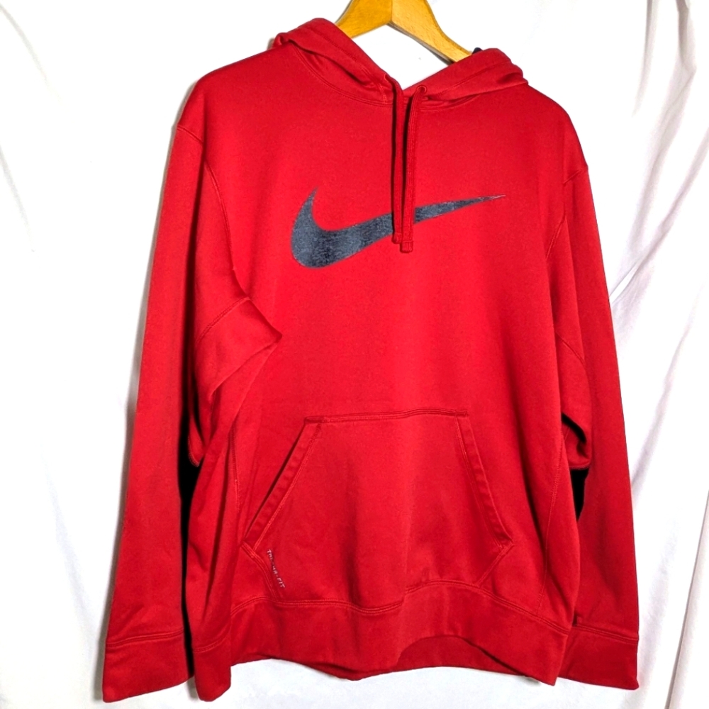 Men's NIKE Therma Fit Hoodie, Red/Black, Athletic, Athleisure, Casual, Sz L
